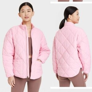 Women's Pink Quilted Puffer Jacket